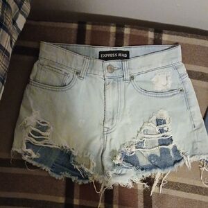 American Eagle Women's Distressed Light Blue Shorts